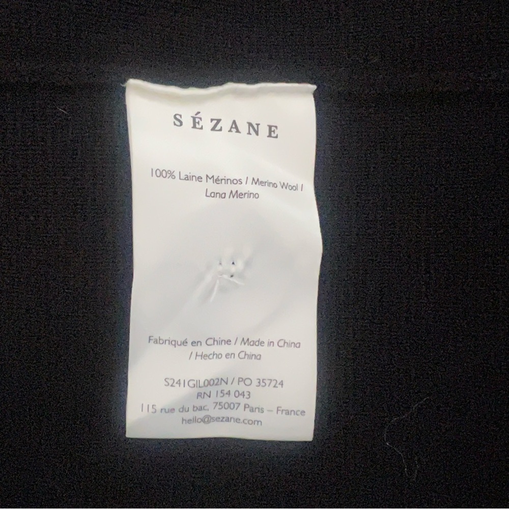 NWT Sezane Betty Cardigan Black Ecru Crochet Size M - Picture 7 of 7